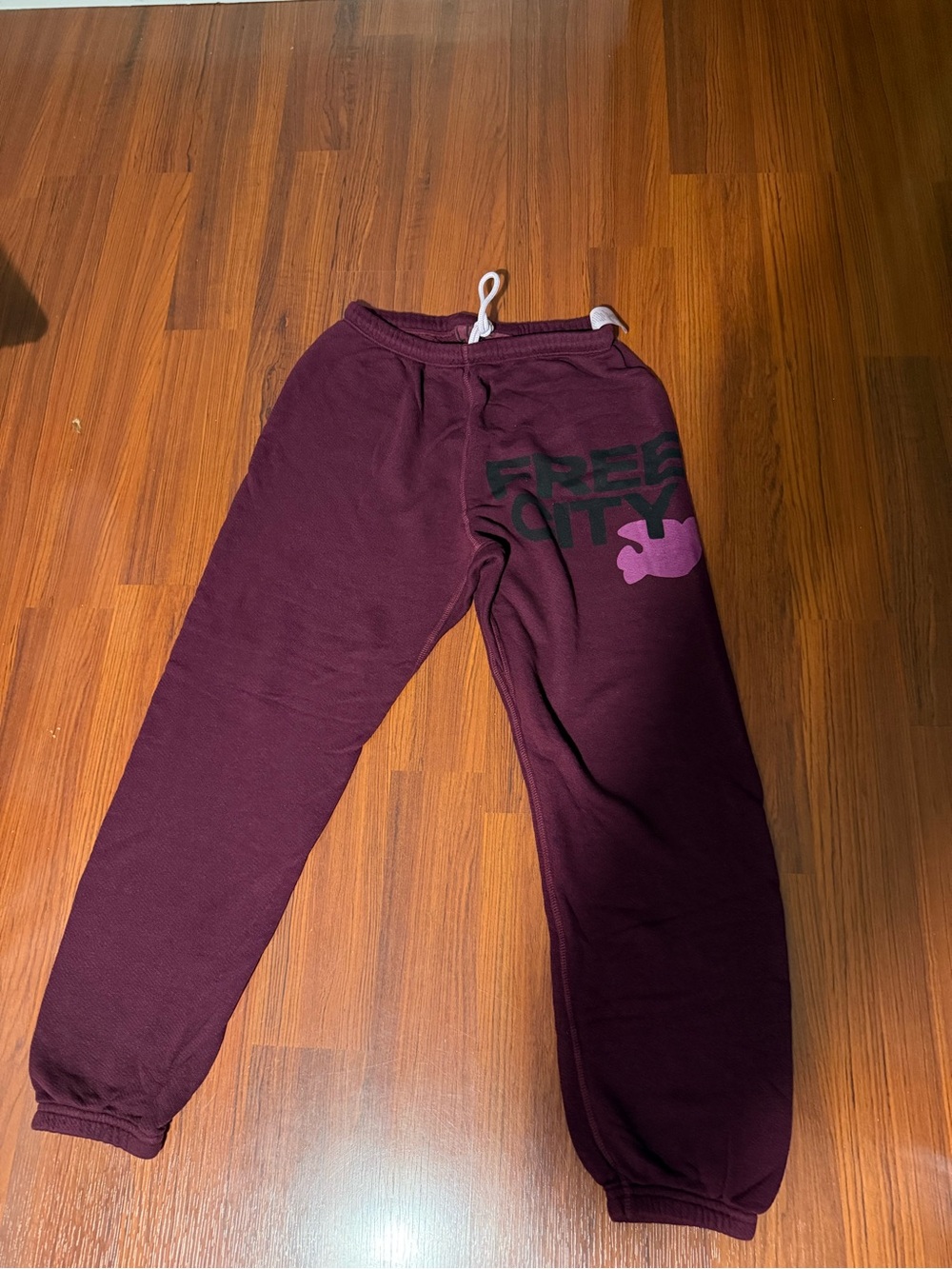 freecity Maroon Jogger Pants with Black & Pink Graphic
